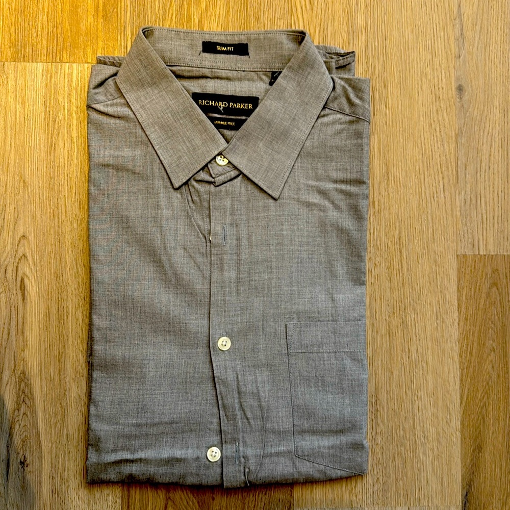 Richard Parker Shirt, Grey, Wrinkle Free, Slim Fit, 40 CM